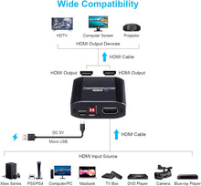 Lade das Bild in den Galerie-Viewer, Yauhody 1 in 2 Out HDMI Splitter 4K@60Hz