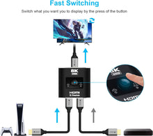 Lade das Bild in den Galerie-Viewer, Yauhody 2 in 1 Out HDMI Switcher 8K@60Hz
