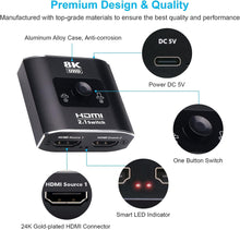 Lade das Bild in den Galerie-Viewer, Yauhody 2 in 1 Out HDMI Switcher 8K@60Hz