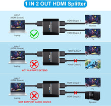 Lade das Bild in den Galerie-Viewer, Yauhody 1 in 2 Out HDMI Splitter 4K@60Hz