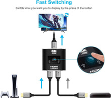 Lade das Bild in den Galerie-Viewer, Yauhody 2 in 1 Out HDMI Splitter 4K@120Hz