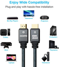 Lade das Bild in den Galerie-Viewer, Yauhody Y-HDMI-BGA Braided 8K HDMI Cable - 3Pack