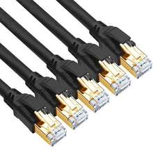 Lade das Bild in den Galerie-Viewer, Yauhody Y-NC8-RB5PK Round CAT8 Cable - Black-5Pack