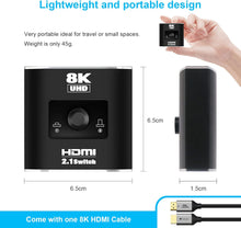 Lade das Bild in den Galerie-Viewer, Yauhody 2 in 1 Out HDMI Switcher 8K@60Hz
