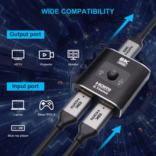 Lade das Bild in den Galerie-Viewer, Yauhody 2 in 1 Out HDMI Switcher 8K@60Hz
