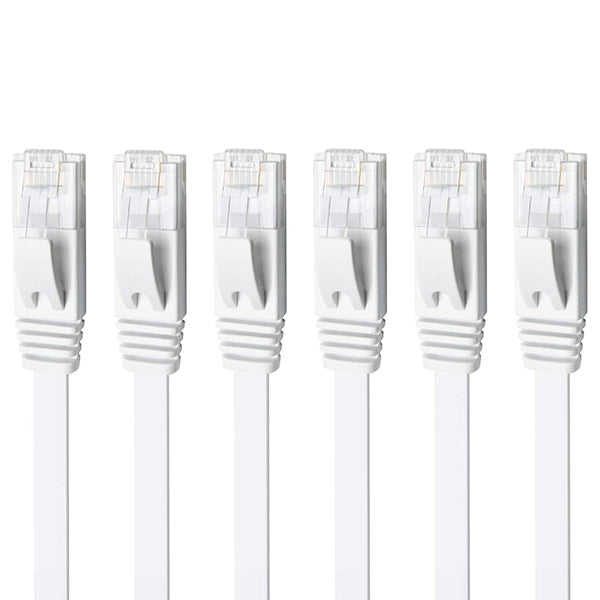 Yauhody Y-NC6-FW 6PK Flat CAT6 Cable-White - 6Pack