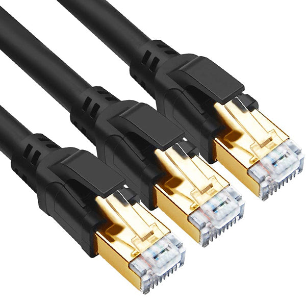 Yauhody Y-NC8-RB3PK Round CAT8 Cable - Black - 3Pack
